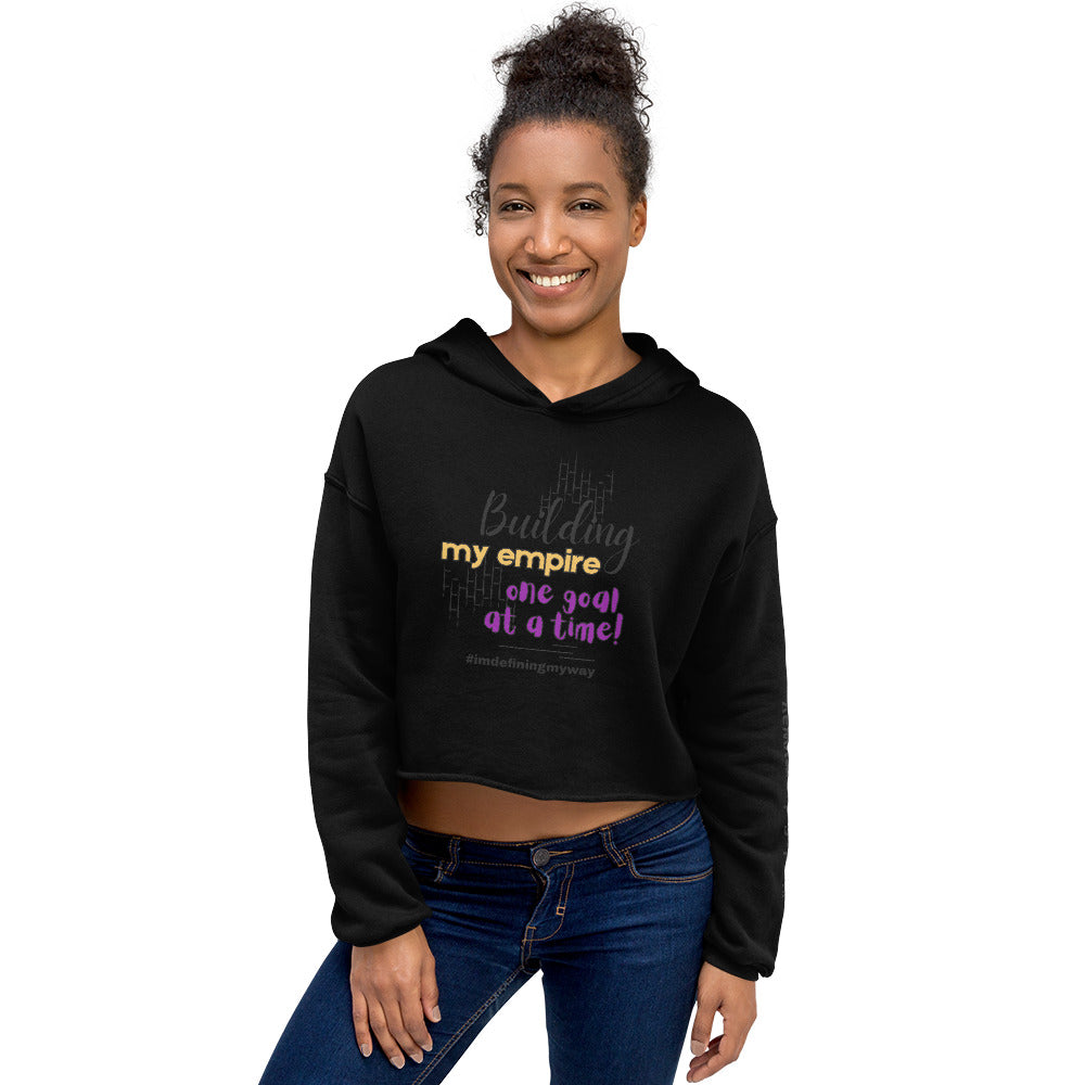Black Building My Empire Crop Hoodie for Moms