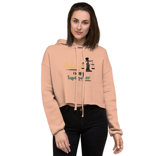 Balance Is My Superpower Crop Hoodie in Pink