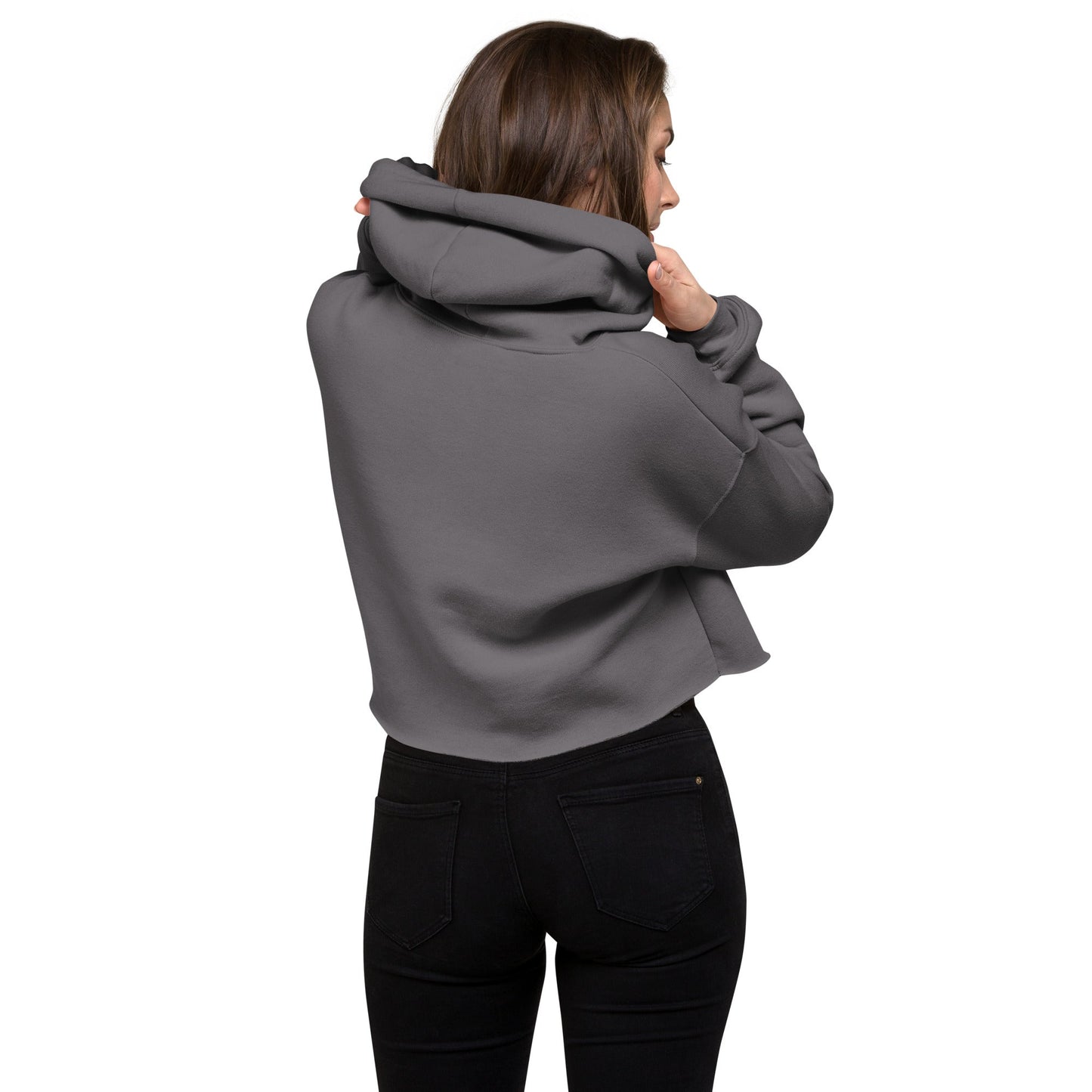 Gray Building My Empire Crop Hoodie for Moms